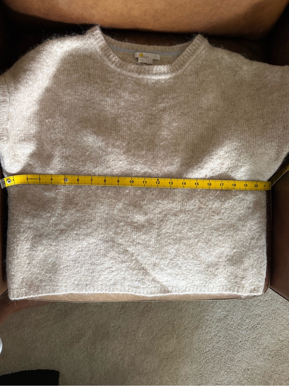Boden Light Gray Crewneck Sweater with Pink & Blue Cuff Stripes - Picture 10 of 11